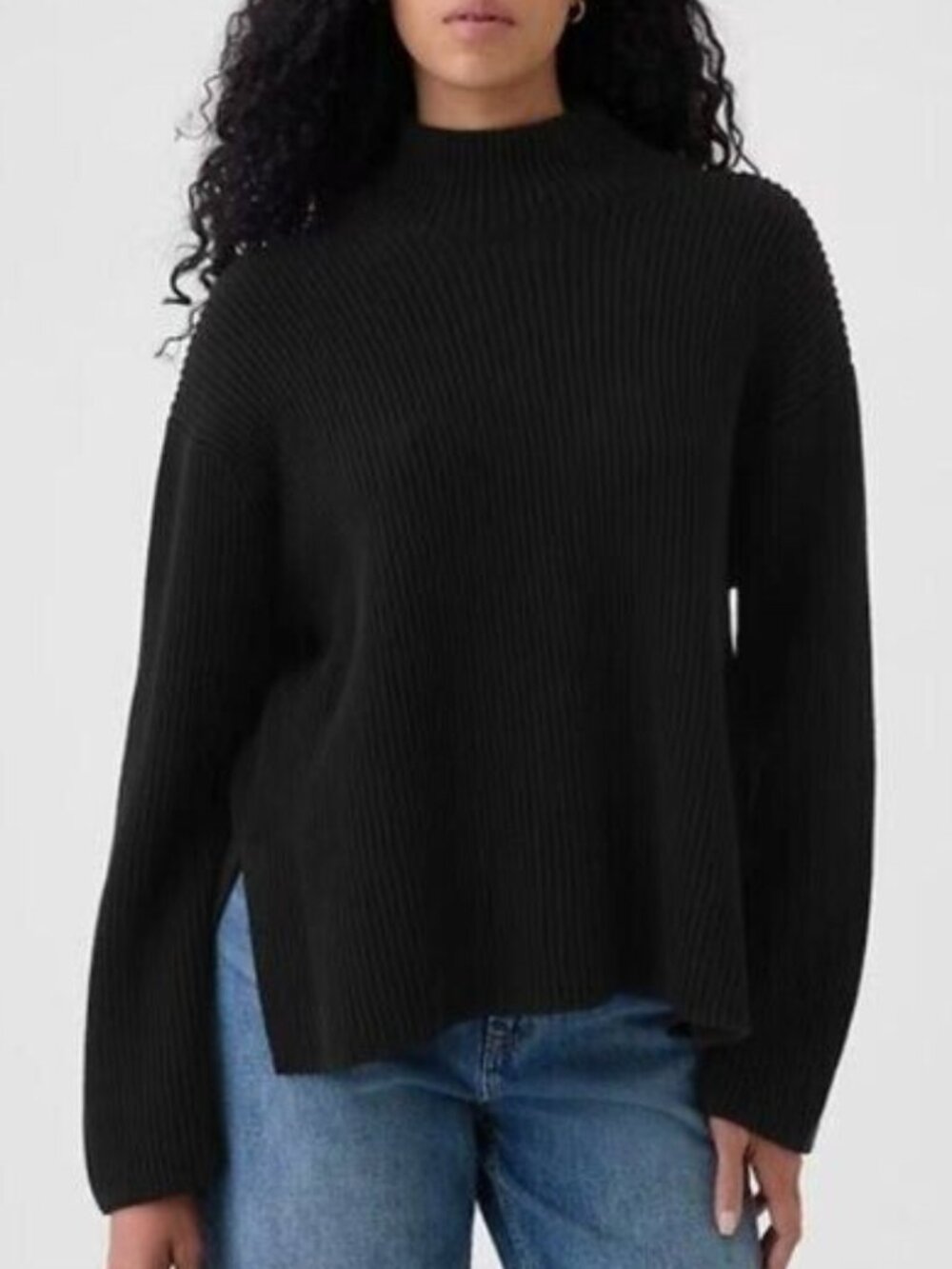 Women's GAP Plus Size Crew Neck Ribbed Knit Sweater - Black - XXL - NWT